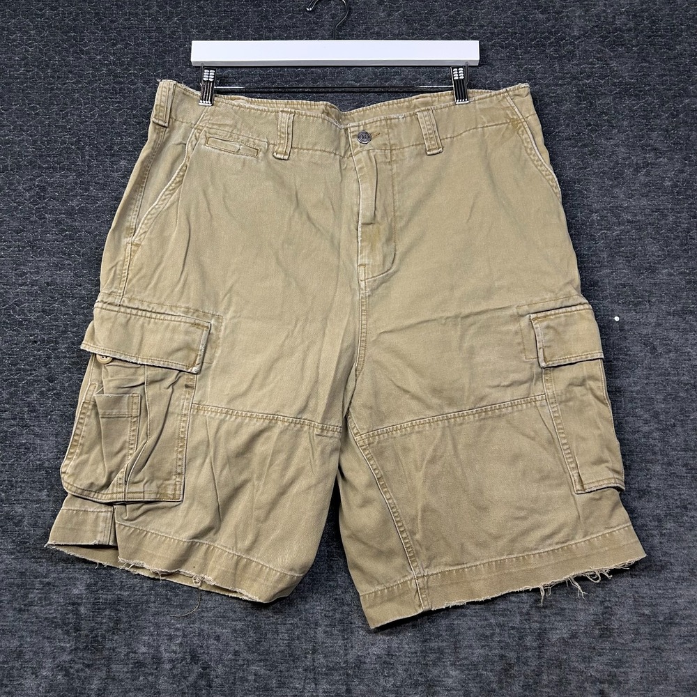 Hurley Cargo Shorts Men's Tan Khaki Cotton Heavyweight Casual Utility Y2K - W38